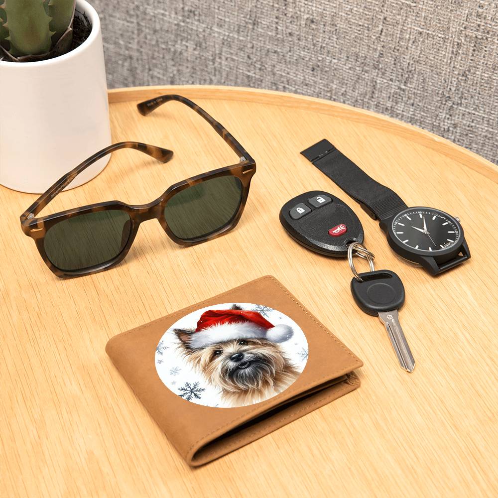 Christmas Dog - Cairn Terrier - Leather Wallet
