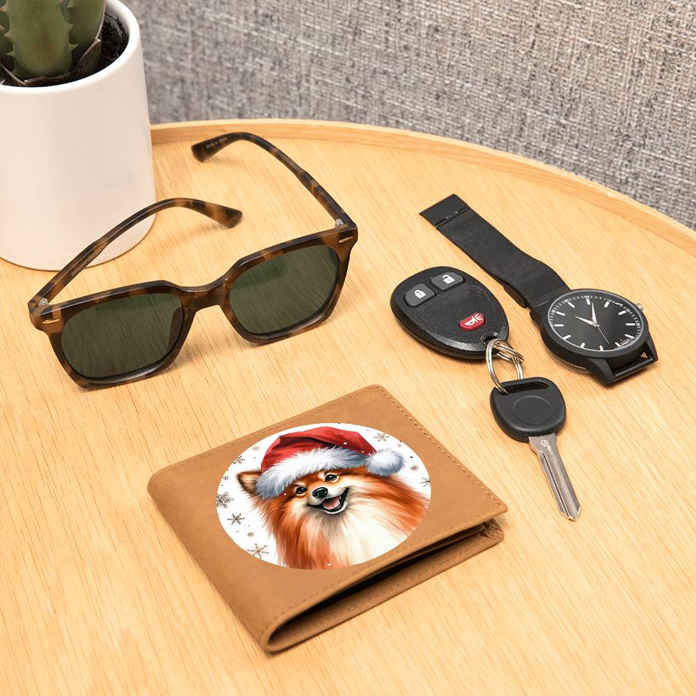 Christmas Dog - Finnish Spitz - Leather Wallet