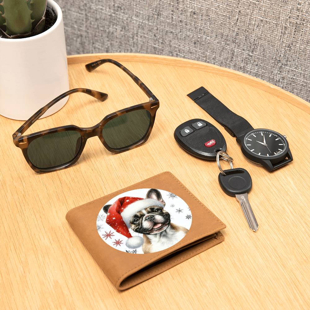 Christmas Dog - French Bulldog - Leather Wallet
