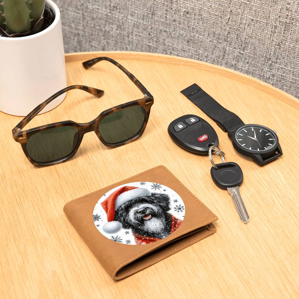 Christmas Dog - Portuguese Water - Leather Wallet