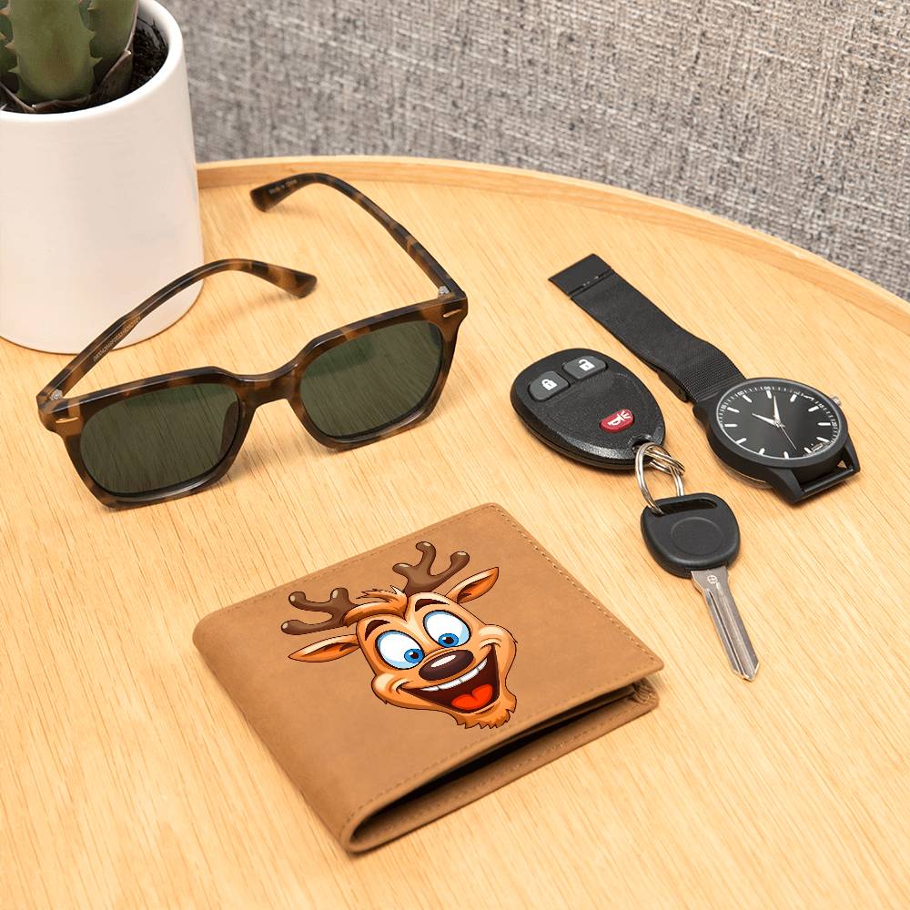 Funny Reindeer Face 04 - Leather Wallet