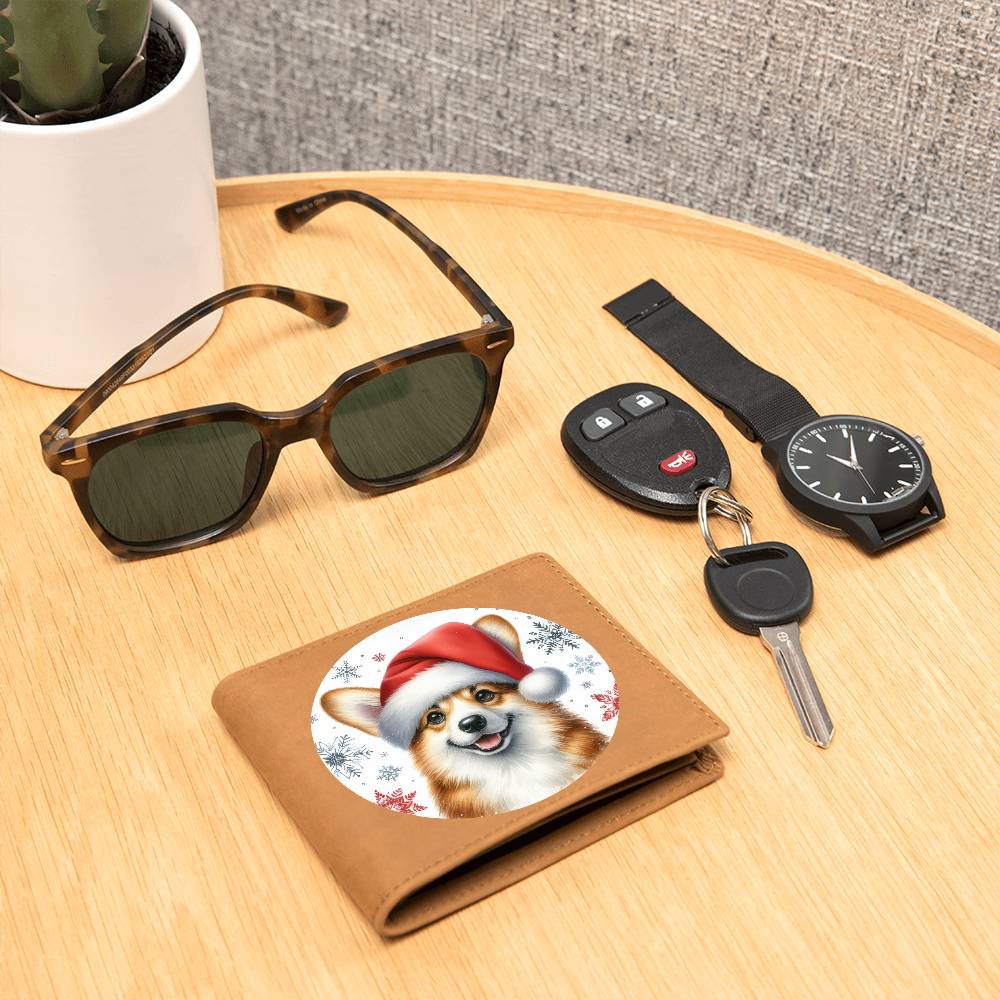 Christmas Dog - Pembroke Welsh Corgi  - Leather Wallet