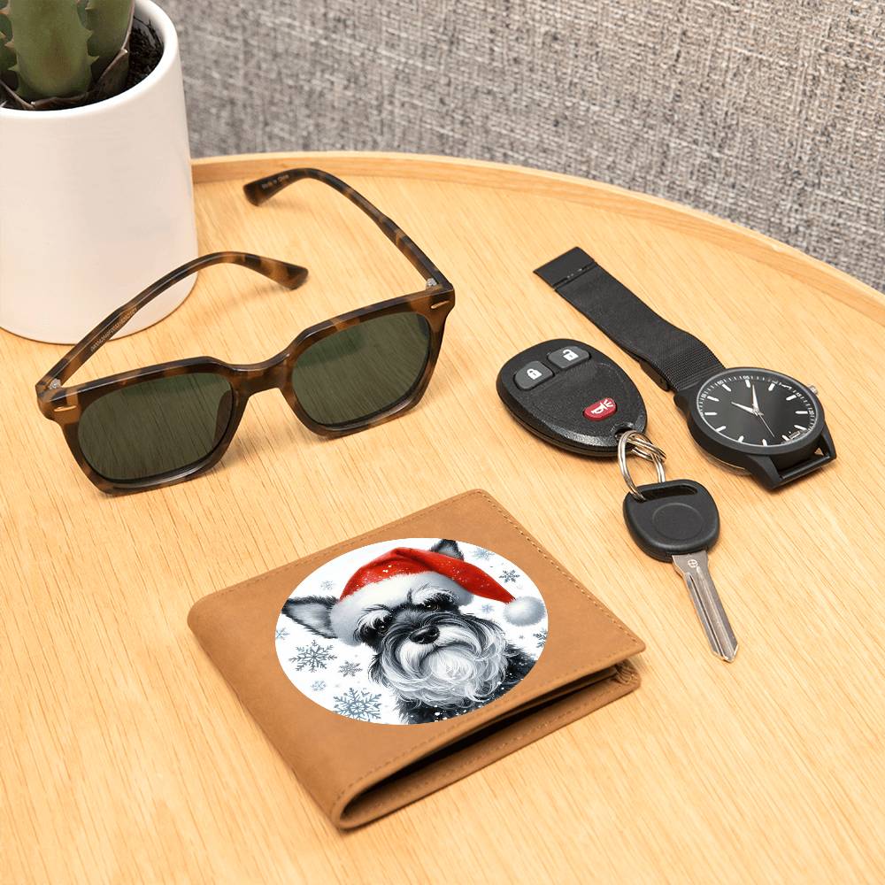 Christmas Dog - Miniature Schnauzer - Leather Wallet