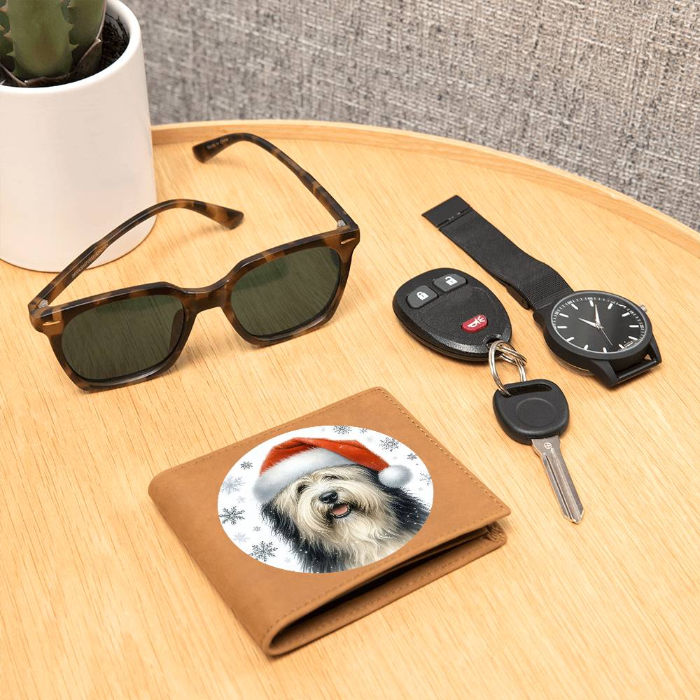 Christmas Dog - Polish Lowland Sheepdog - Leather Wallet