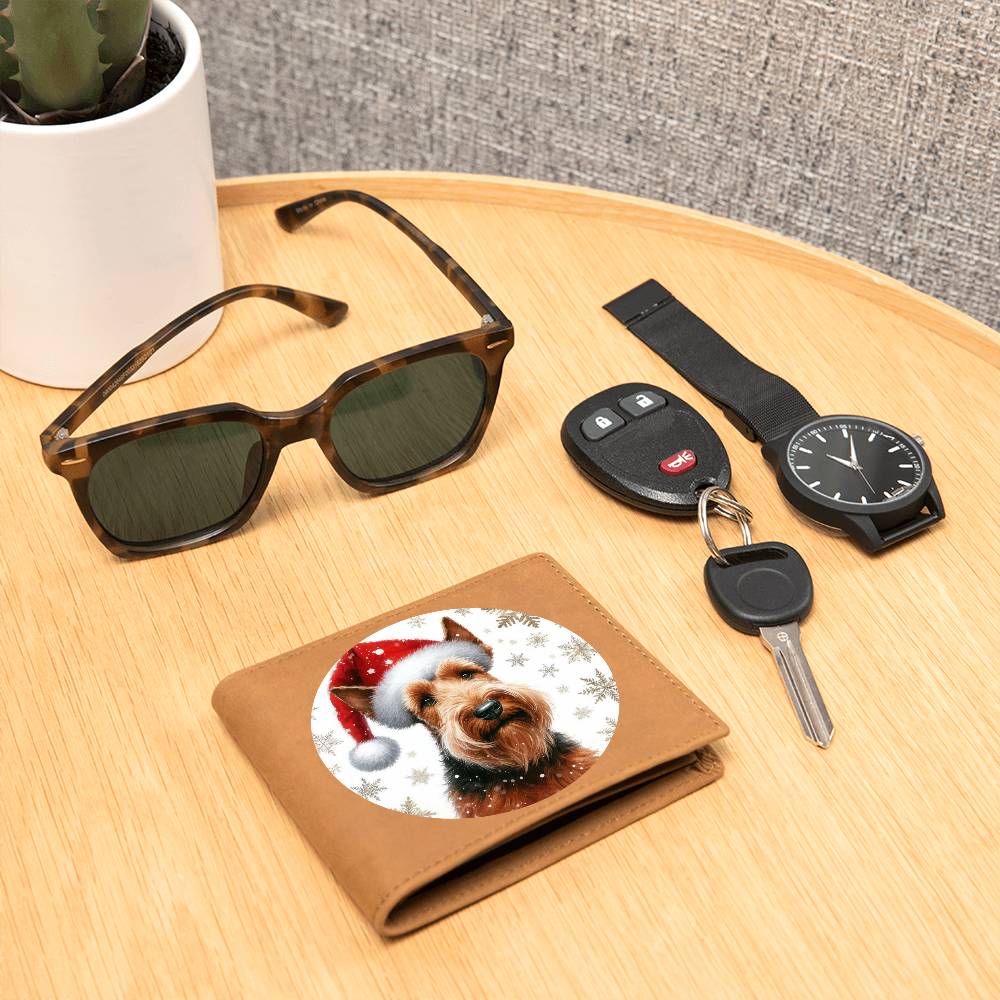 Christmas Dog - Irish Terrier - Leather Wallet