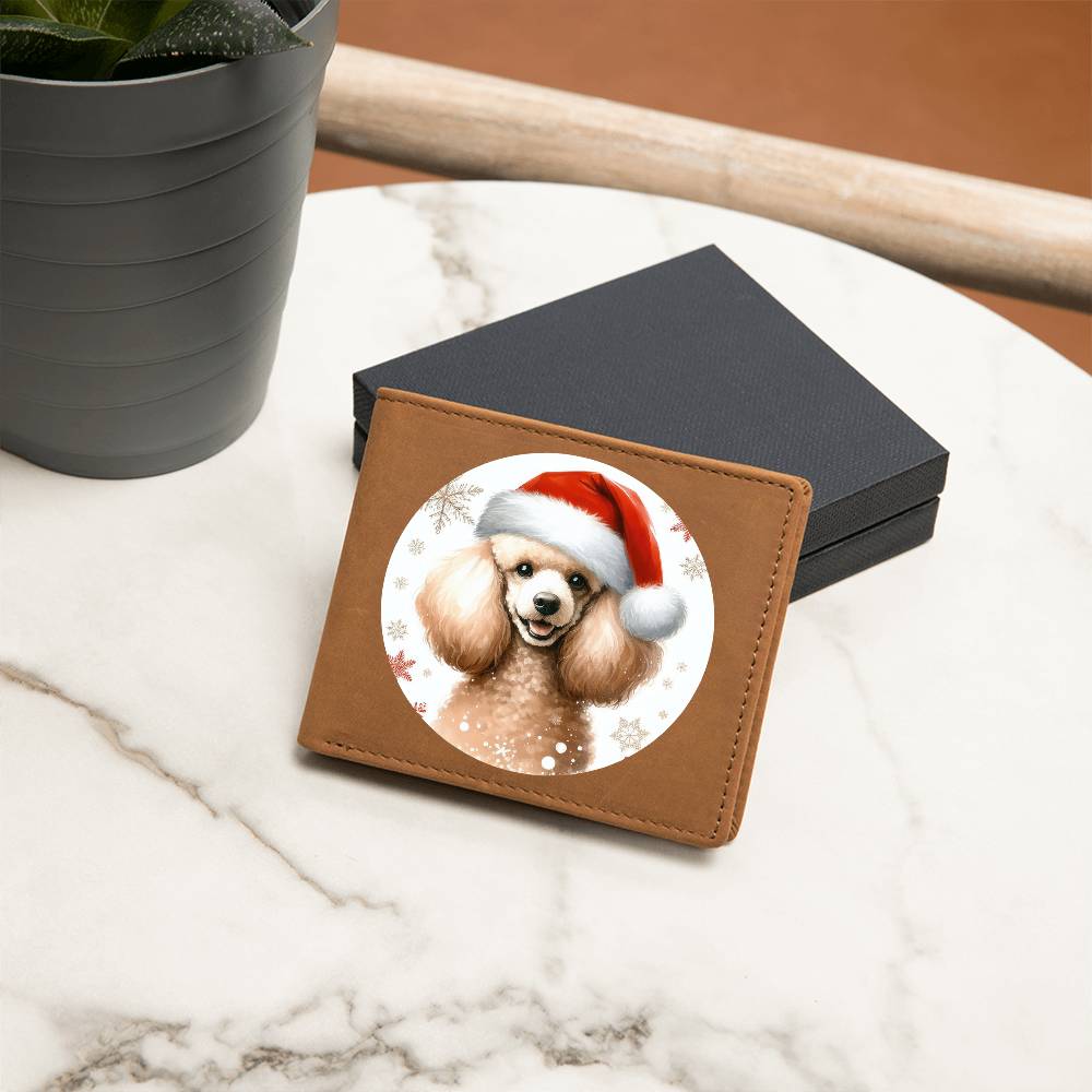 Christmas Dog - Poodle - Leather Wallet