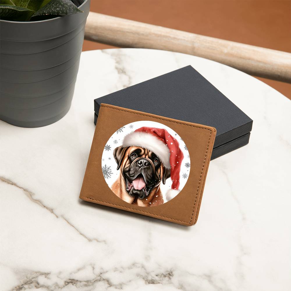 Christmas Dog - Mastiff - Leather Wallet