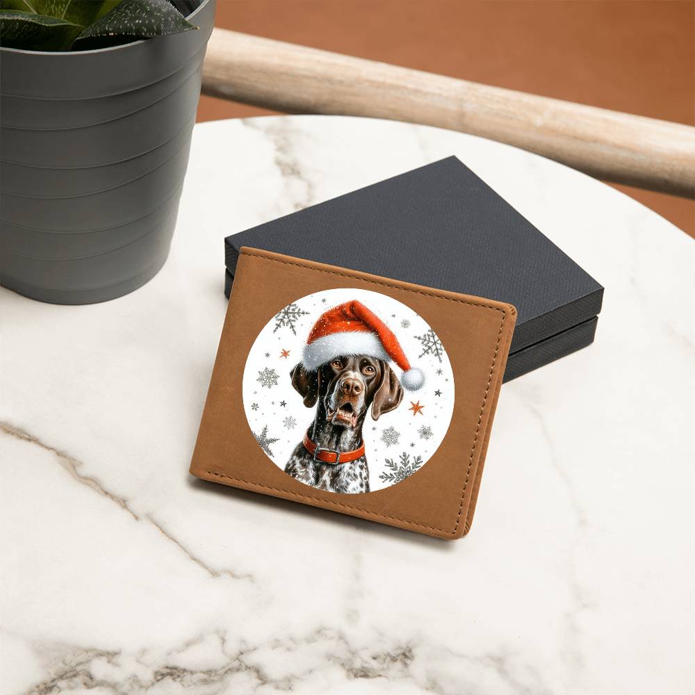 Christmas Dog - German Shorthaired Pointer - Leather Wallet