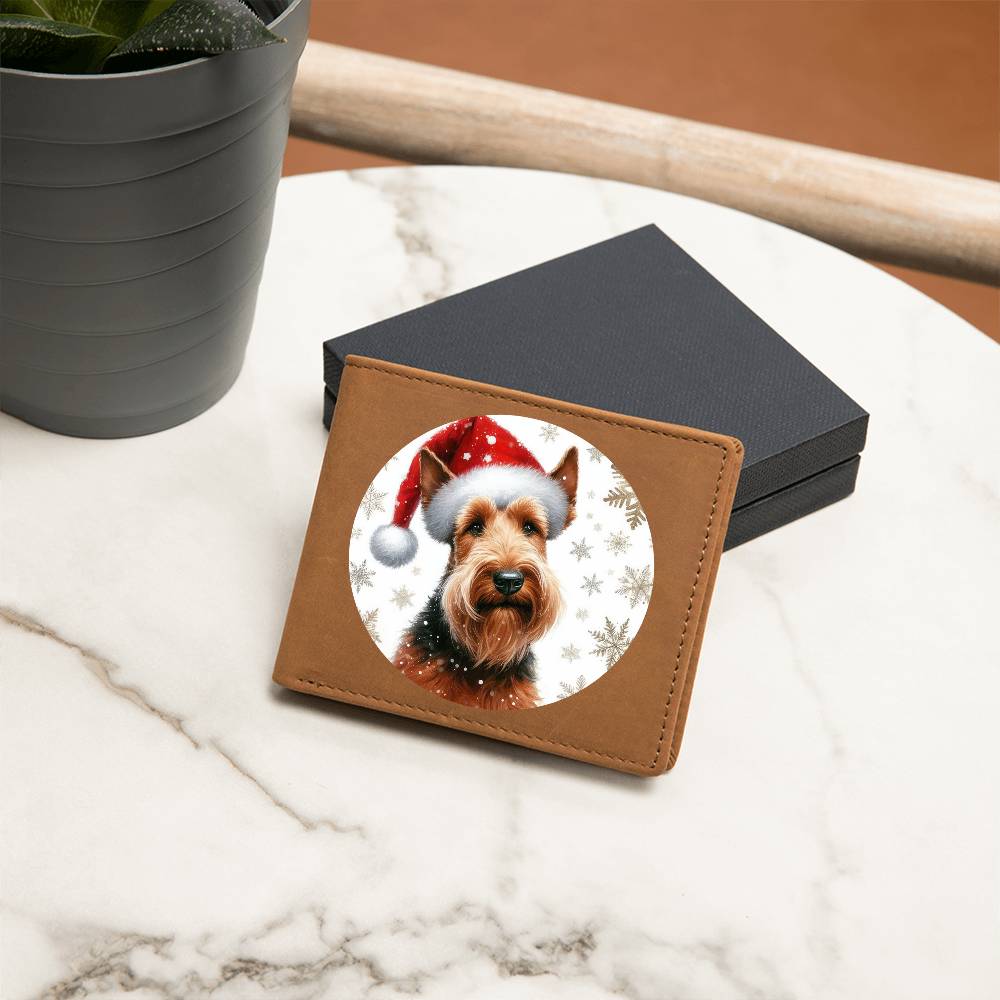 Christmas Dog - Irish Terrier - Leather Wallet