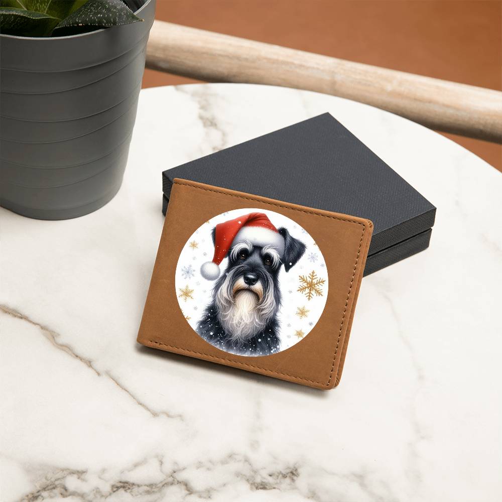 Christmas Dog - Giant Schnauzer - Leather Wallet