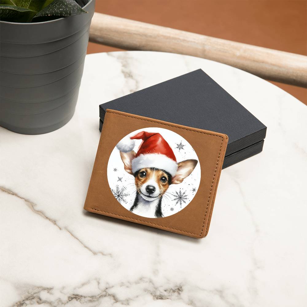 Christmas Dog - Rat Terrier - Leather Wallet