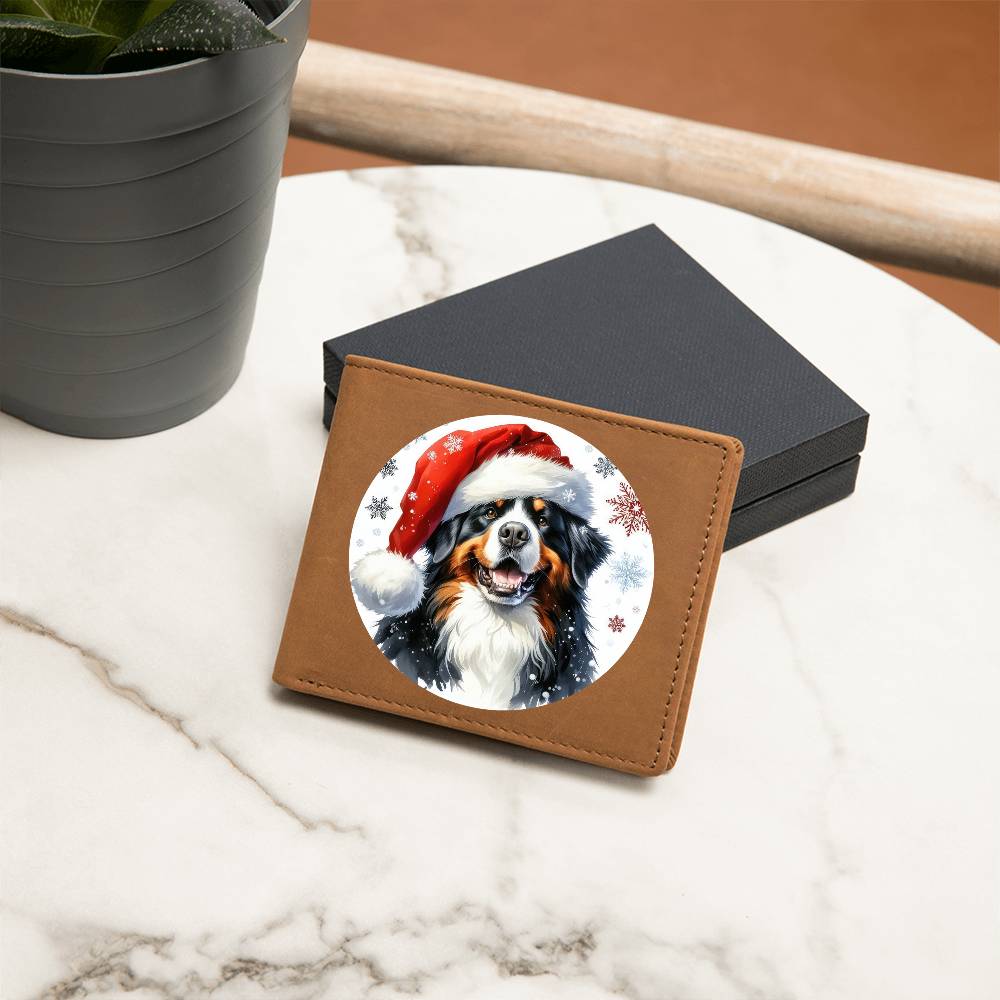 Christmas Dog - Bernese Mountain Dog - Leather Wallet