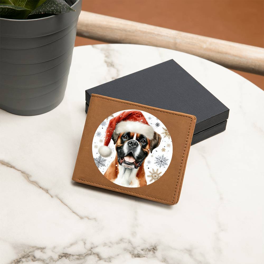 Christmas Dog - Boxer - Leather Wallet