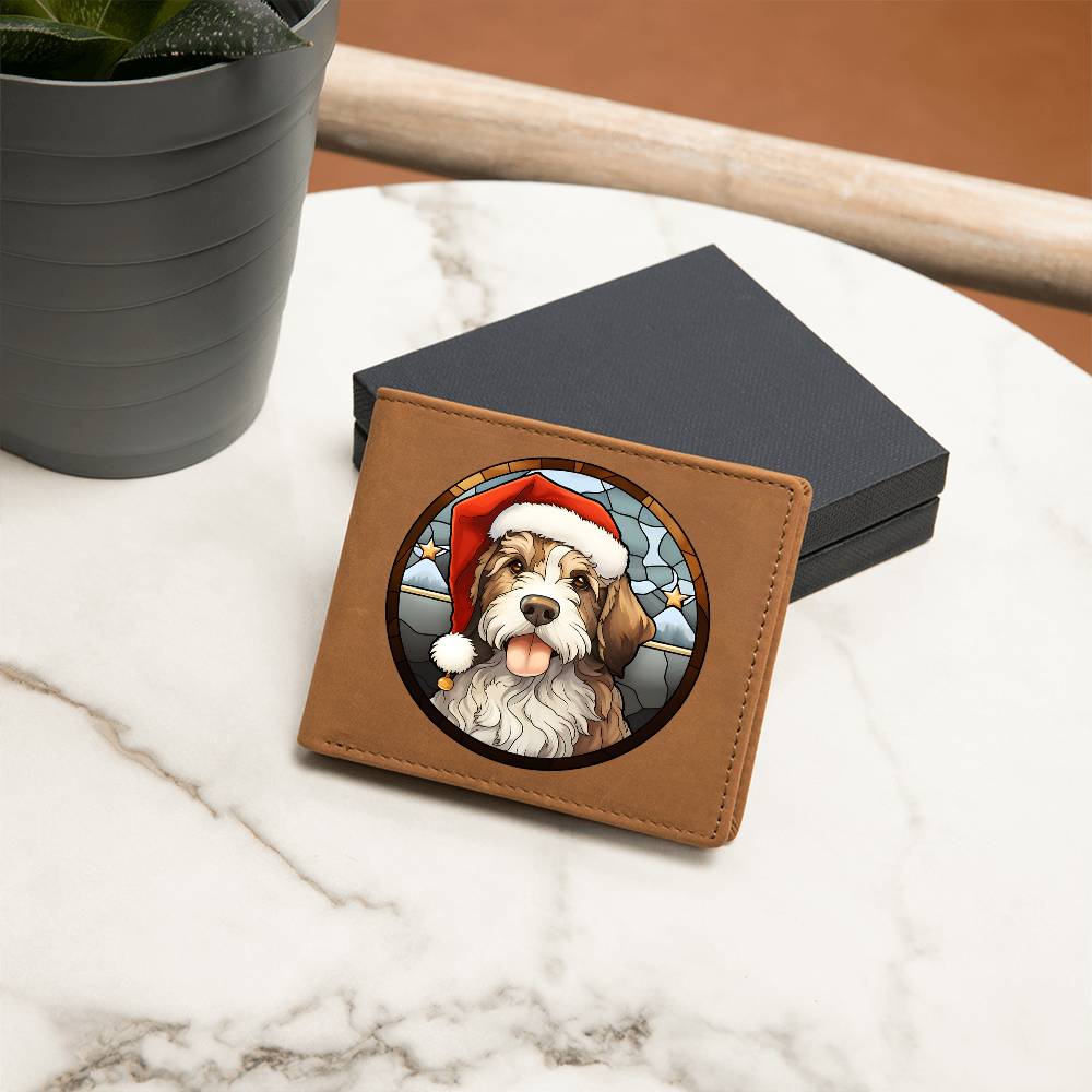 Dog Stained Glass Christmas Design 021 - Leather Wallet