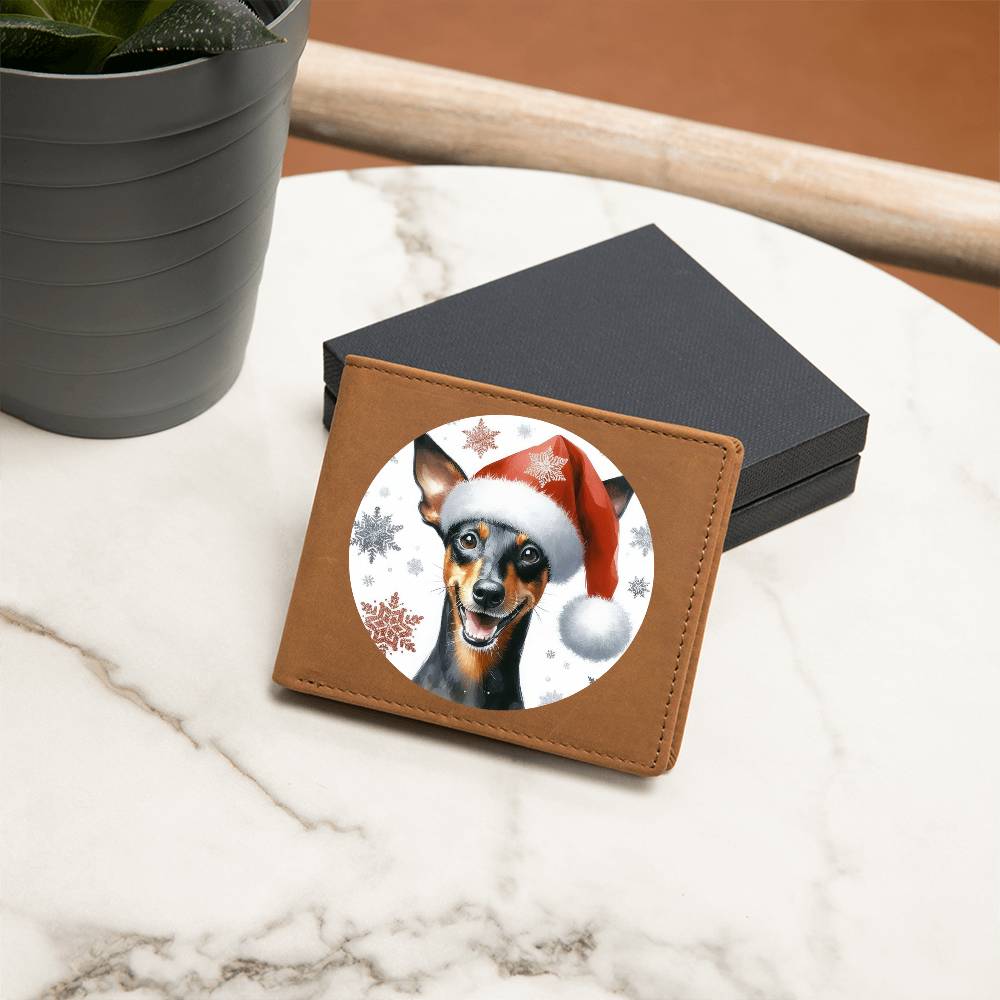 Christmas Dog - Manchester Terrier - Leather Wallet