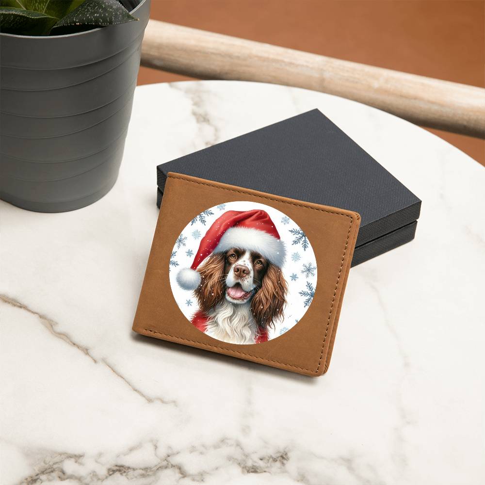 Christmas Dog - English Springer Spaniel - Leather Wallet