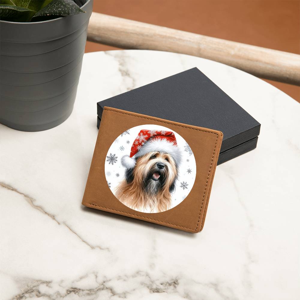 Christmas Dog - Briard - Leather Wallet
