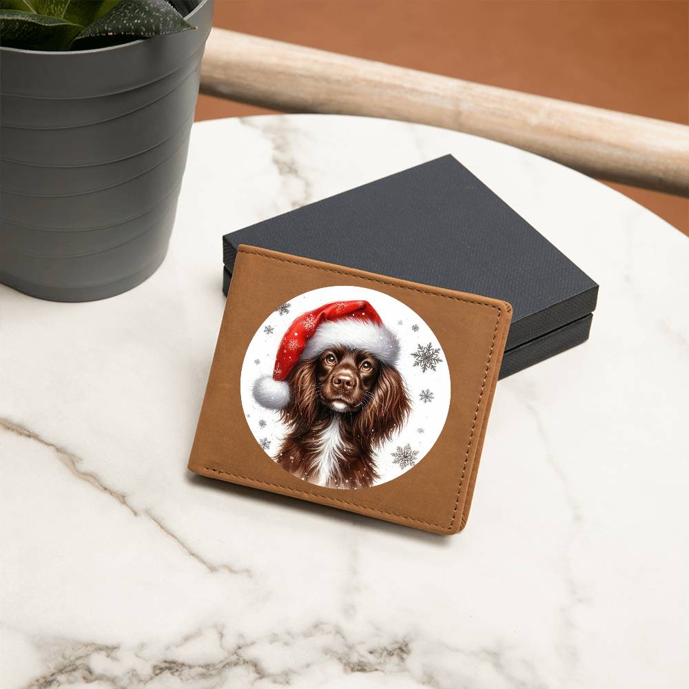 Christmas Dog - Boykin Spaniel - Leather Wallet