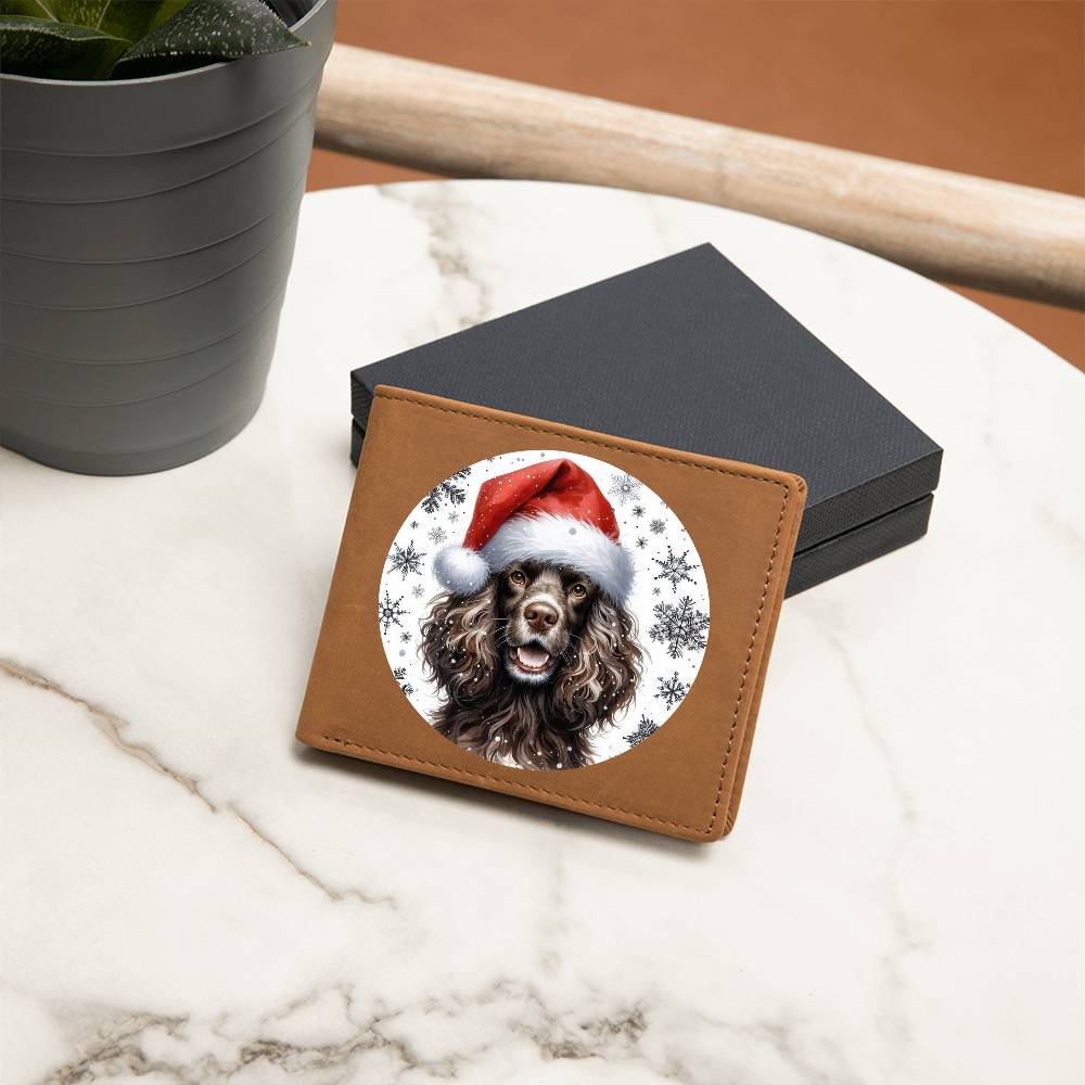 Christmas Dog - American Water Spaniel - Leather Wallet