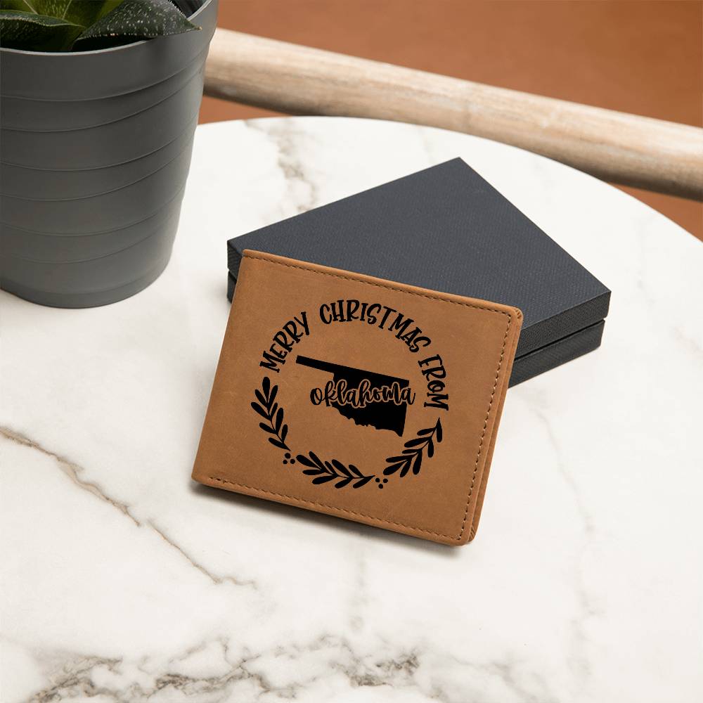 Merry Christmas From Oklahoma - Leather Wallet
