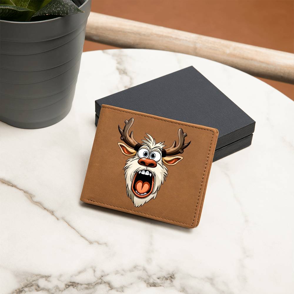 Funny Reindeer Face 17 - Leather Wallet