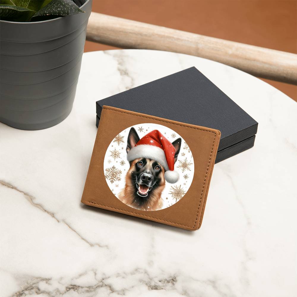 Christmas Dog - Belgian Malinois - Leather Wallet