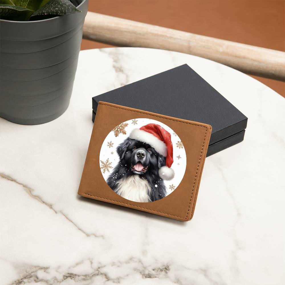 Christmas Dog - Newfoundland - Leather Wallet