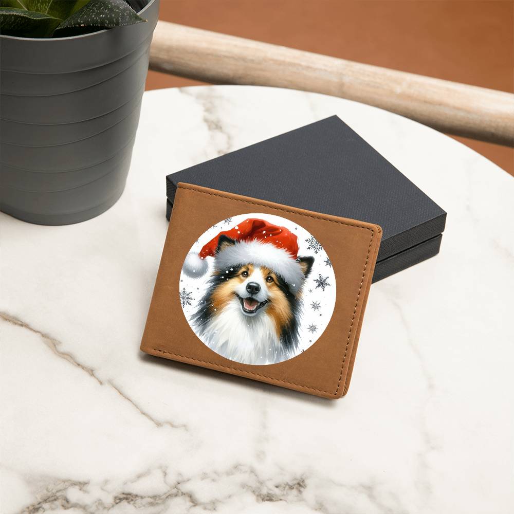 Christmas Dog - Icelandic Sheepdog - Leather Wallet