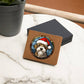 Dog Stained Glass Christmas Design 009 - Leather Wallet