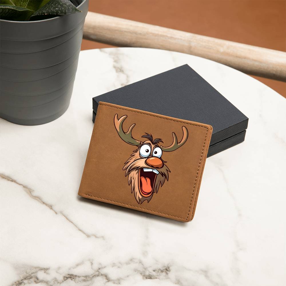 Funny Reindeer Face 10 - Leather Wallet