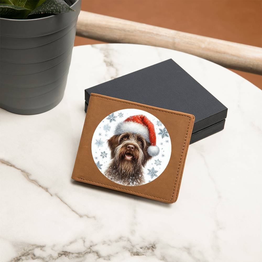 Christmas Dog - Wirehaired Pointing Griffon - Leather Wallet