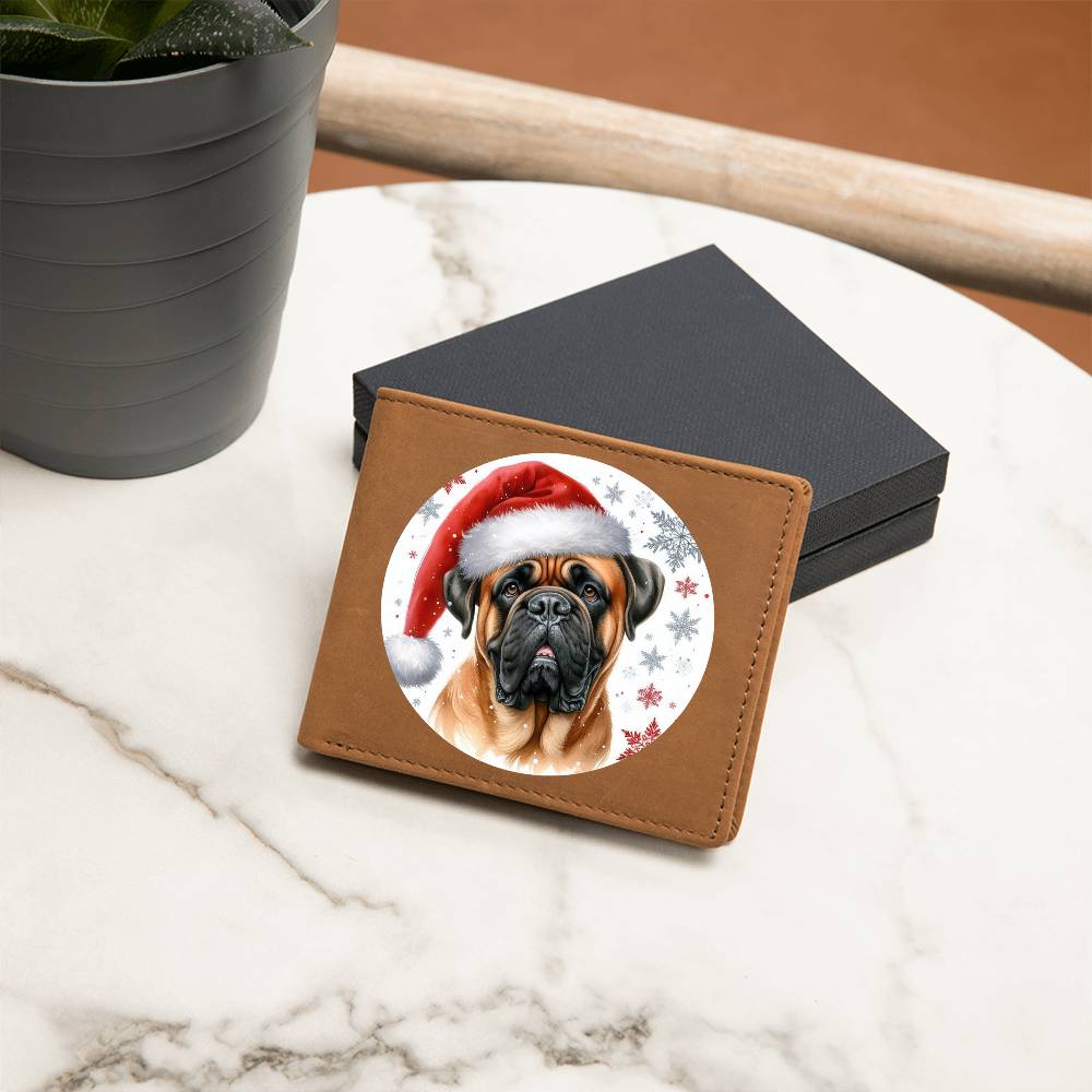 Christmas Dog - Bullmastiff - Leather Wallet