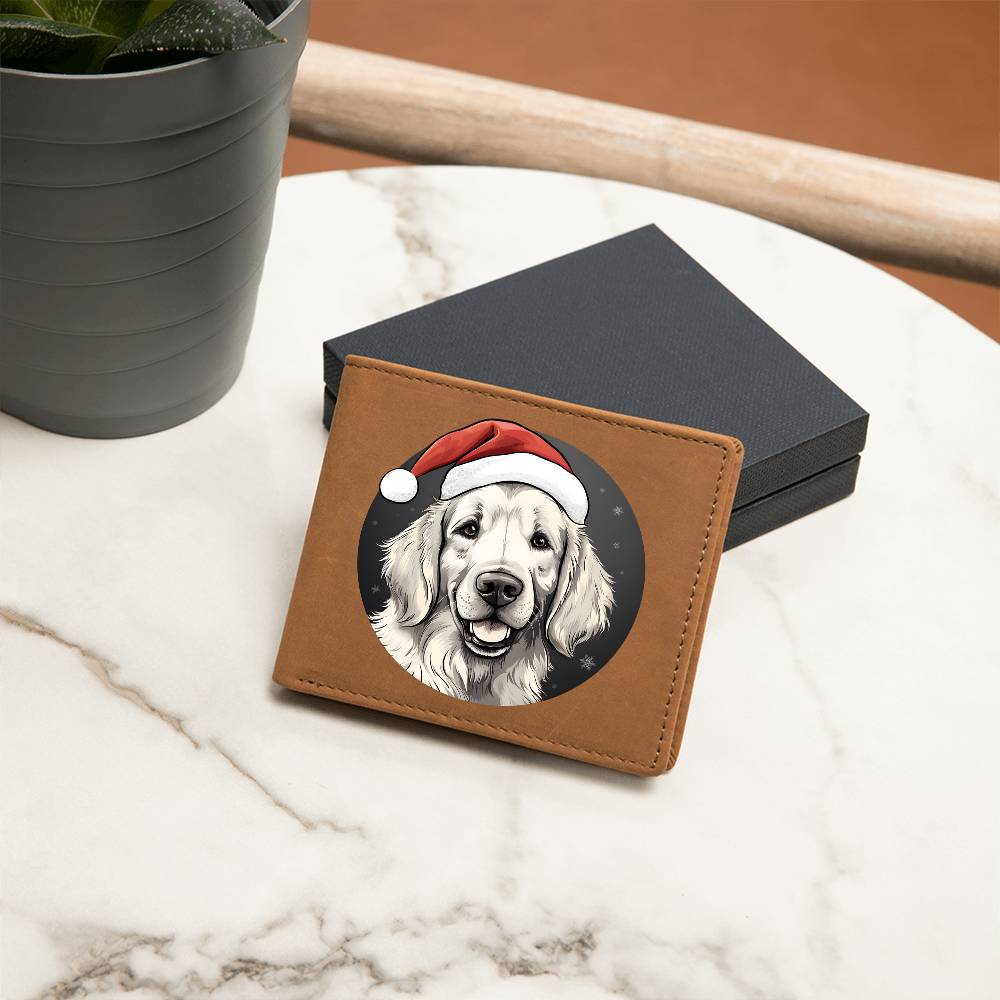 Dog Stained Glass Christmas Design 013 - Leather Wallet