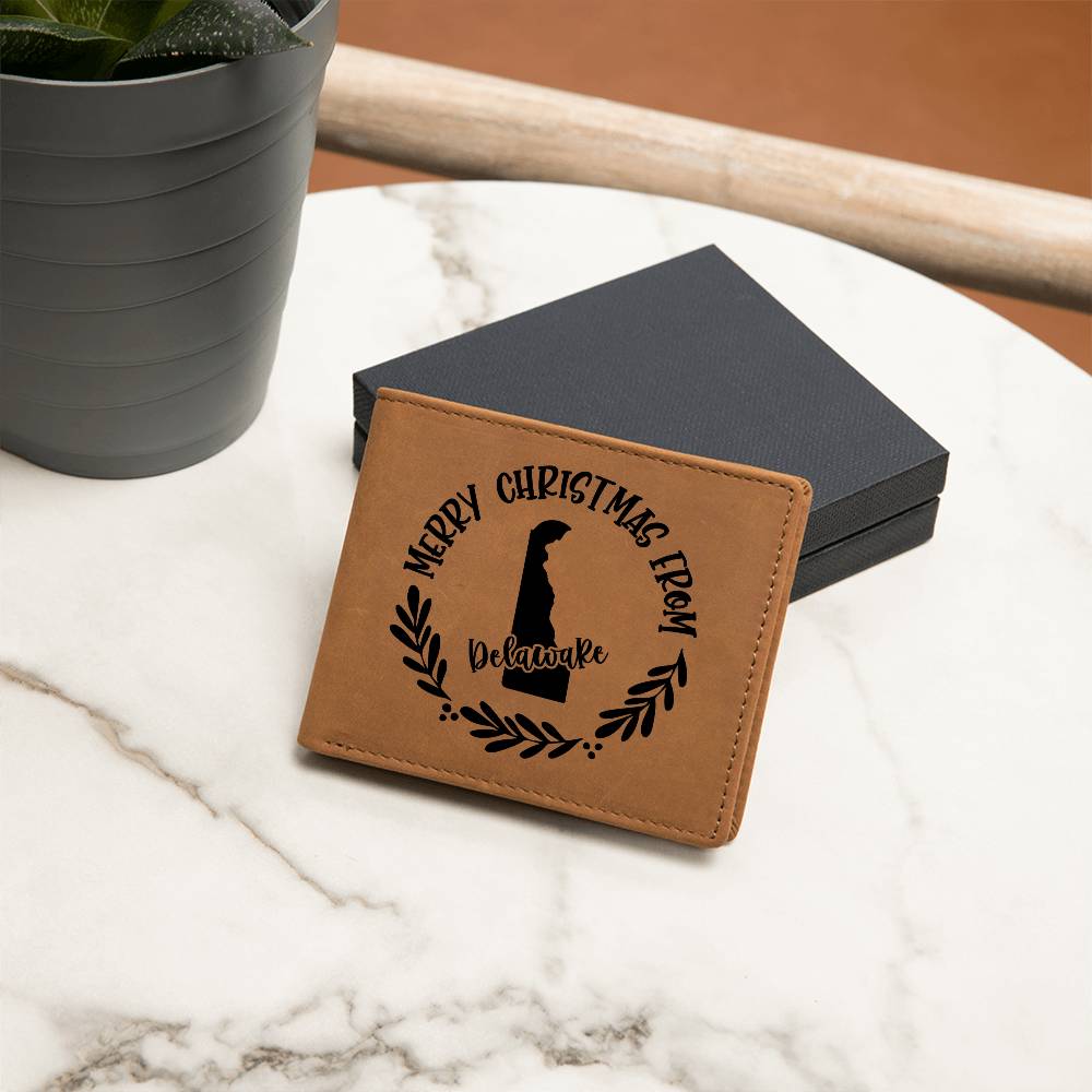 Merry Christmas From Delaware - Leather Wallet