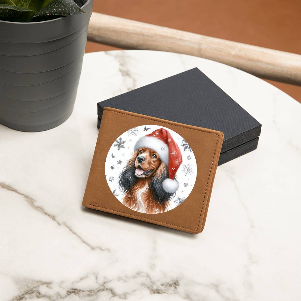Christmas Dog - Field Spaniel - Leather Wallet