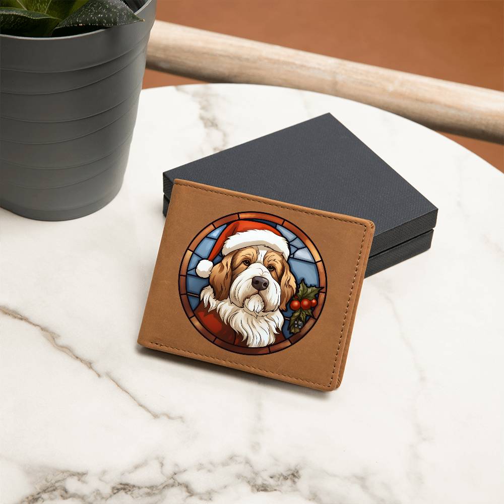Dog Stained Glass Christmas Design 034 - Leather Wallet