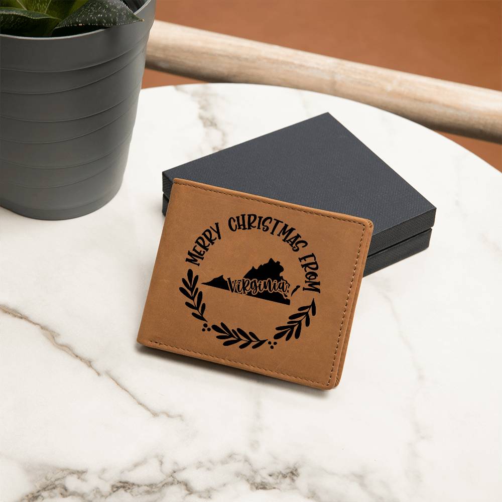 Merry Christmas From Virginia - Leather Wallet