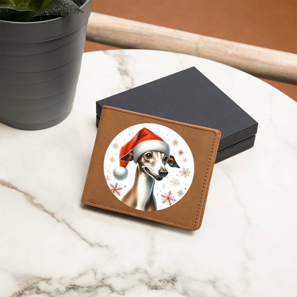 Christmas Dog - Italian Greyhound - Leather Wallet