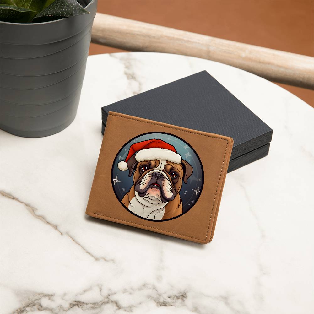Dog Stained Glass Christmas Design 031 - Leather Wallet