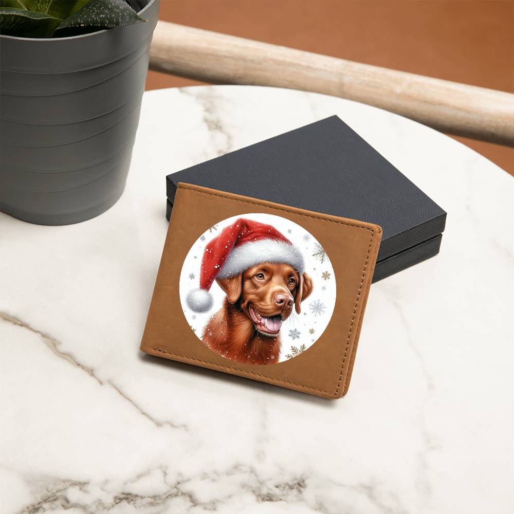 Christmas Dog - Chesapeake Bay Retriever - Leather Wallet