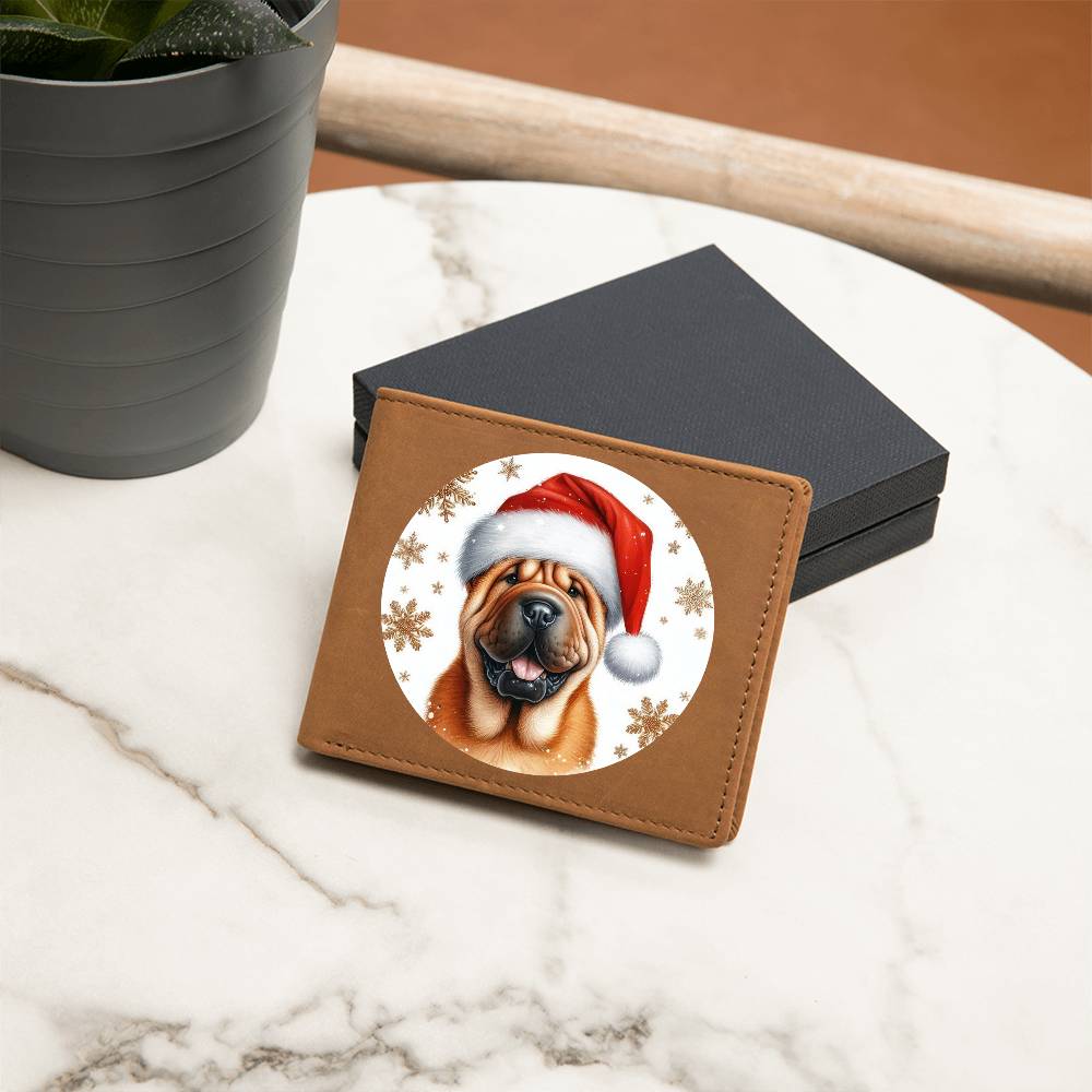 Christmas Dog - Shar-Pei - Leather Wallet