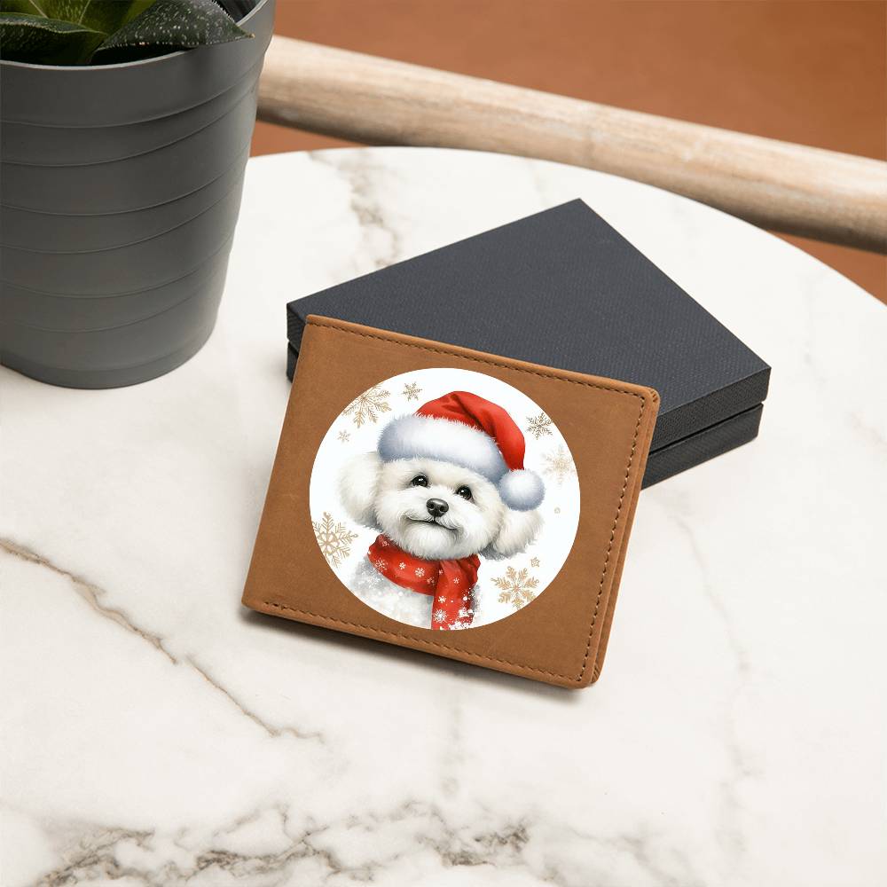 Christmas Dog - Bichon Frise - Leather Wallet