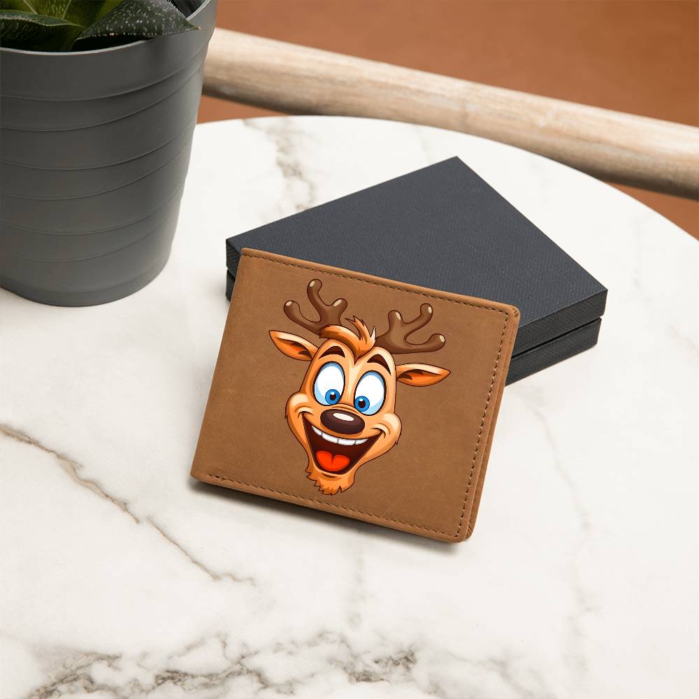 Funny Reindeer Face 04 - Leather Wallet