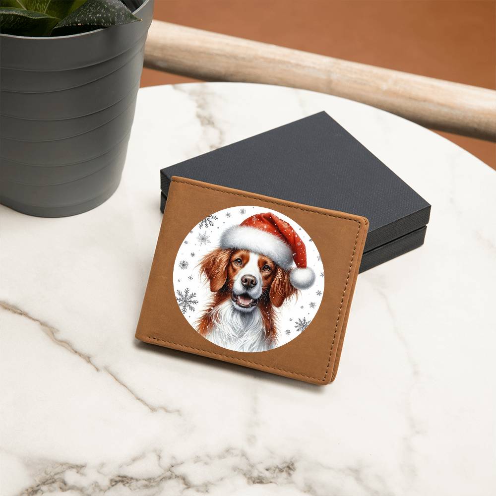 Christmas Dog - Brittany - Leather Wallet
