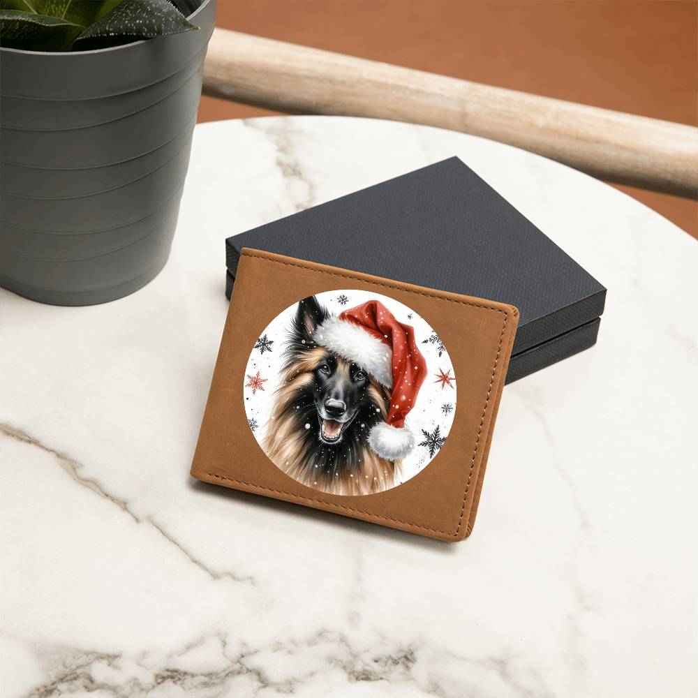 Christmas Dog - Belgian Shepherd Laekenois - Leather Wallet