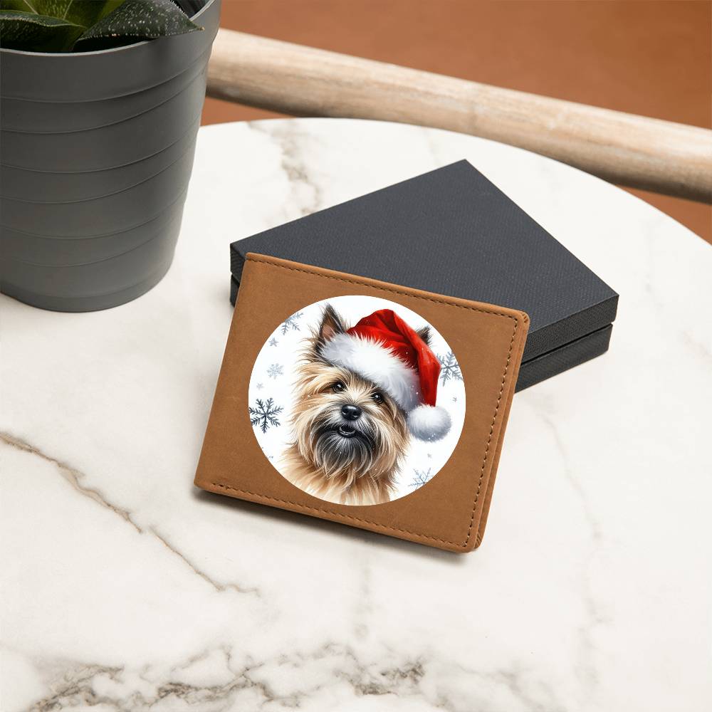 Christmas Dog - Cairn Terrier - Leather Wallet