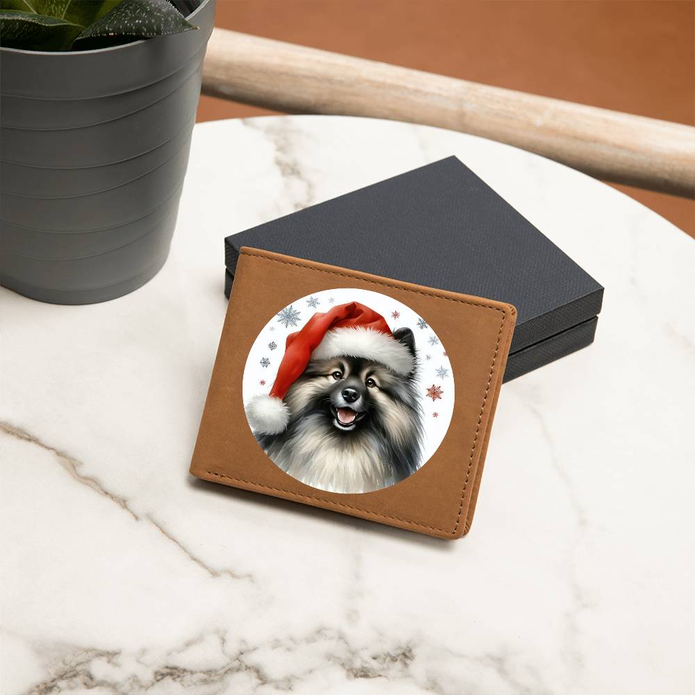 Christmas Dog - Keeshond - Leather Wallet