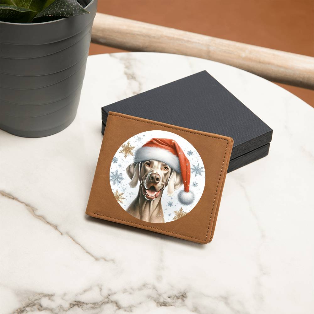 Christmas Dog - Weimaraner - Leather Wallet