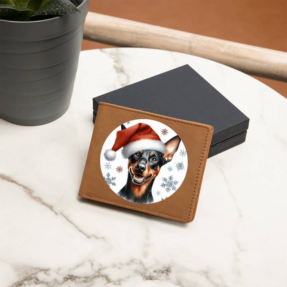 Christmas Dog - German Pinscher - Leather Wallet