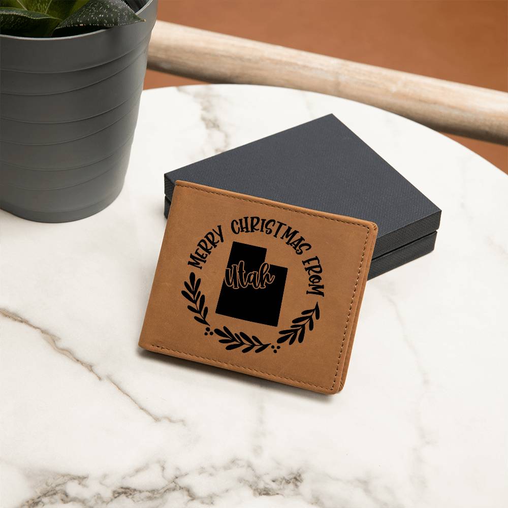 Merry Christmas From Utah - Leather Wallet